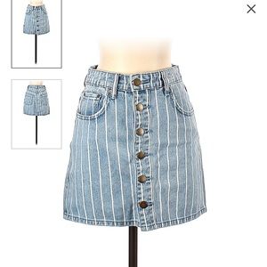 BILLABONG High-Waisted Striped Jean Mini Skirt